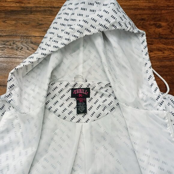 THRILL 94 Women’s Active Windbreaker Jacket Hooded White “Love” Size 3X - Picture 6 of 9